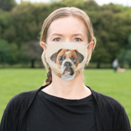 Boxer Dog Painting Uncropped Original Animal Art Adult Cloth Face Mask