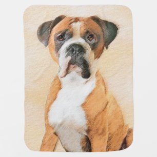 Boxer Dog Painting Uncropped Original Animal Art Baby Blanket
