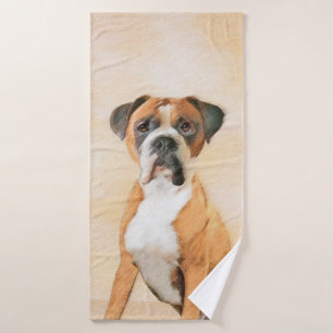 Boxer Dog Painting Uncropped Original Animal Art Bath Towel Set