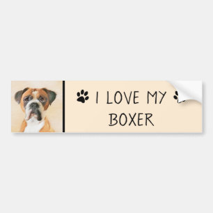 Boxer Dog Painting Uncropped Original Animal Art Bumper Sticker