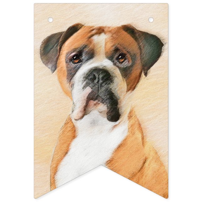 Boxer Dog Painting Uncropped Original Animal Art Bunting Flags (First Flag)