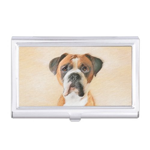Boxer Dog Painting Uncropped Original Animal Art Business Card Case