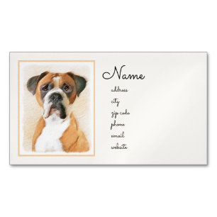 Boxer Dog Painting Uncropped Original Animal Art Business Card Magnet