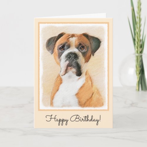 Boxer Dog Painting Uncropped Original Animal Art Card