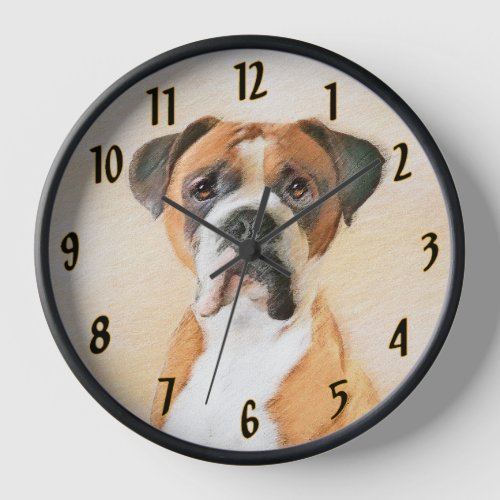 Boxer Dog Painting Uncropped Original Animal Art Clock