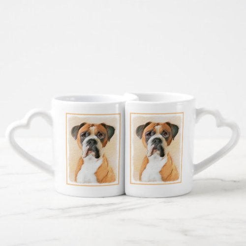 Boxer Dog Painting Uncropped Original Animal Art Coffee Mug Set