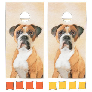 Boxer Dog Painting Uncropped Original Animal Art Cornhole Set