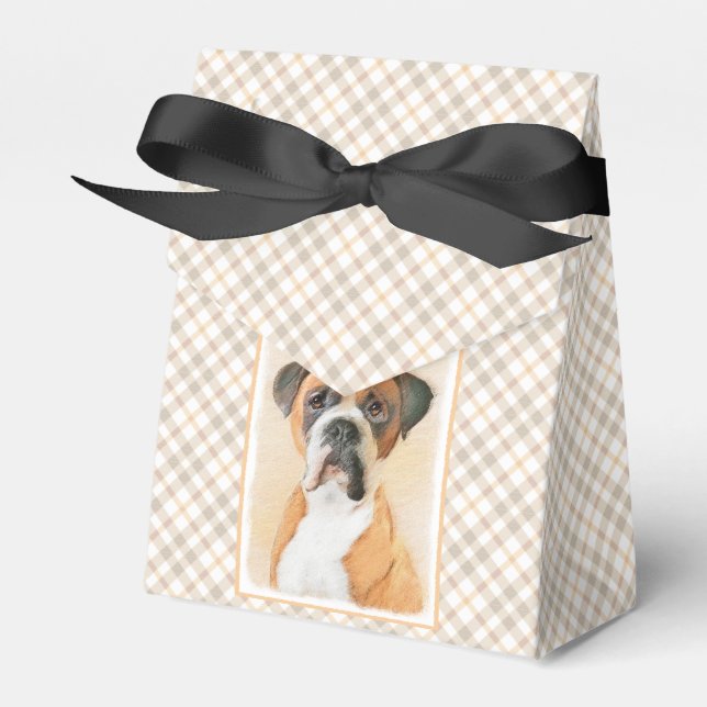 Boxer Dog Painting Uncropped Original Animal Art Favor Boxes (Front Side)