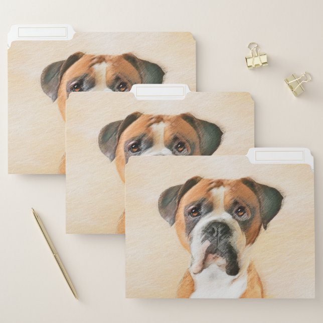 Boxer Dog Painting Uncropped Original Animal Art File Folder (Set)