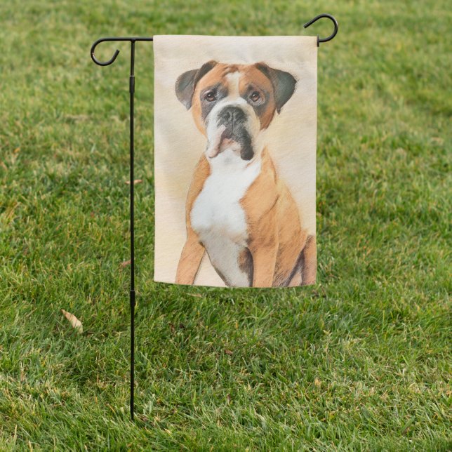 Boxer Dog Painting Uncropped Original Animal Art Garden Flag (In SItu)