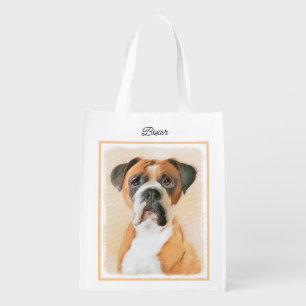 Boxer Dog Painting Uncropped Original Animal Art Grocery Bag