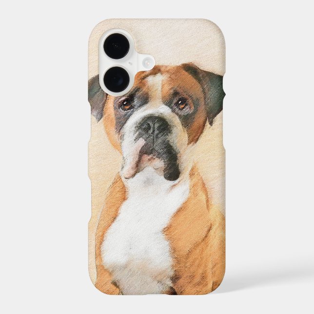 Boxer Dog Painting Uncropped Original Animal Art iPhone Case (Back)