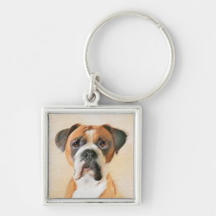 Boxer Dog Painting Uncropped Original Animal Art Keychain