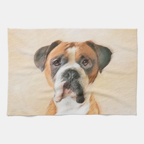 Boxer Dog Painting Uncropped Original Animal Art Kitchen Towel