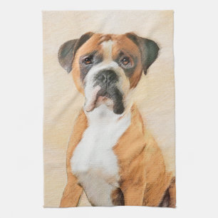 Boxer Dog Painting Uncropped Original Animal Art Kitchen Towel
