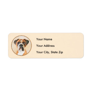 Boxer Dog Painting Uncropped Original Animal Art Label