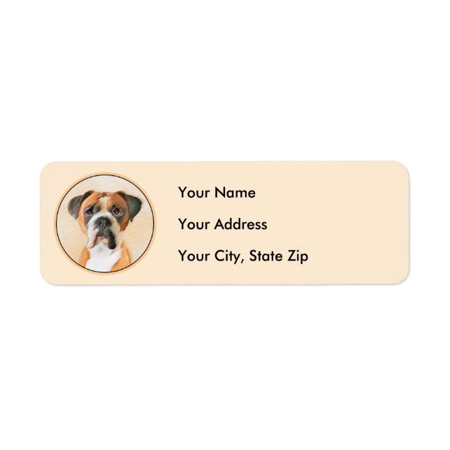 Boxer Dog Painting Uncropped Original Animal Art Label (Front)