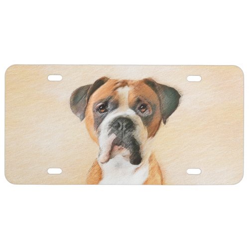 Boxer Dog Painting Uncropped Original Animal Art License Plate