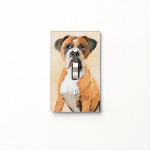Boxer Dog Painting Uncropped Original Animal Art Light Switch Cover