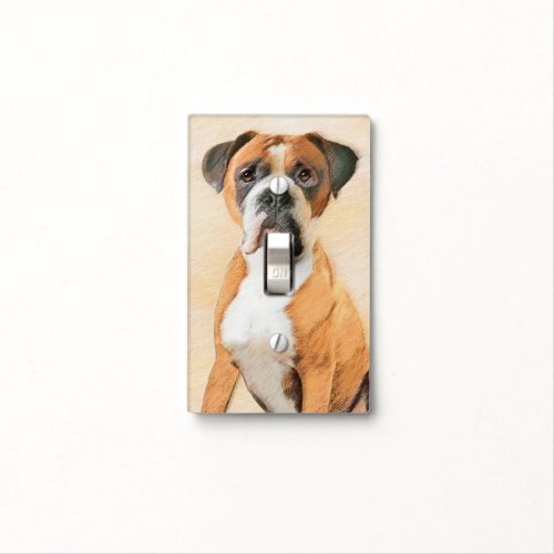 Boxer Dog Painting Uncropped Original Animal Art Light Switch Cover