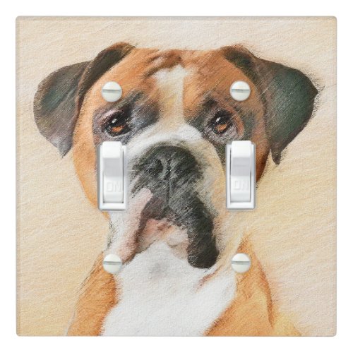 Boxer Dog Painting Uncropped Original Animal Art Light Switch Cover
