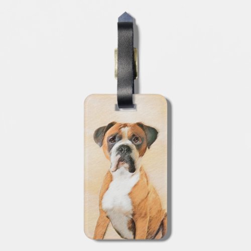 Boxer Dog Painting Uncropped Original Animal Art Luggage Tag