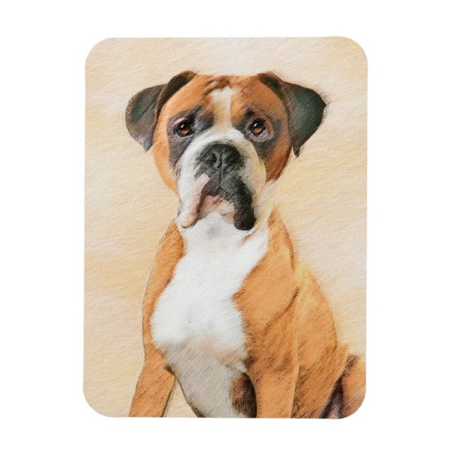 Boxer Dog Painting Uncropped Original Animal Art Magnet (Vertical)