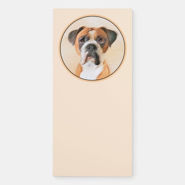 Boxer Dog Painting Uncropped Original Animal Art Magnetic Notepad (Front)