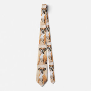 Boxer Dog Painting Uncropped Original Animal Art Neck Tie