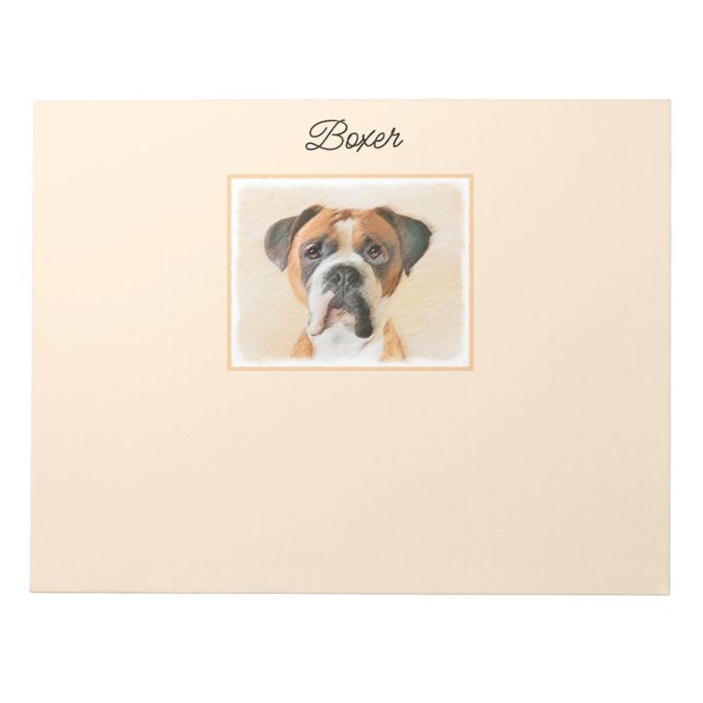 Boxer Dog Painting Uncropped Original Animal Art Notepad (Front)