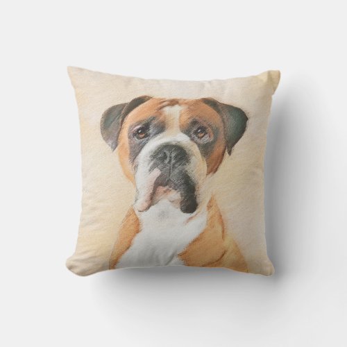 Boxer Dog Painting Uncropped Original Animal Art Outdoor Pillow