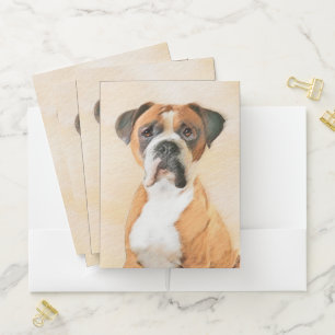Boxer Dog Painting Uncropped Original Animal Art Pocket Folder