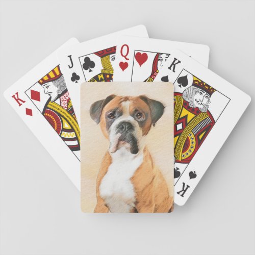 Boxer Dog Painting Uncropped Original Animal Art Poker Cards