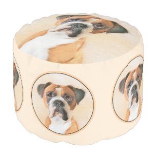 Boxer Dog Painting Uncropped Original Animal Art Pouf
