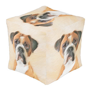 Boxer Dog Painting Uncropped Original Animal Art Pouf