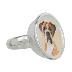 Boxer Dog Painting Uncropped Original Animal Art Ring