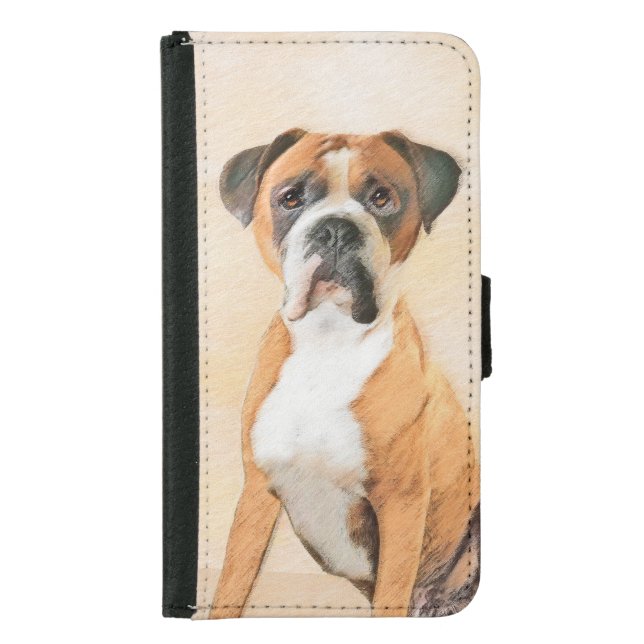 Boxer Dog Painting Uncropped Original Animal Art Samsung Galaxy Wallet Case (Front)