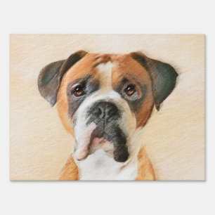 Boxer Dog Painting Uncropped Original Animal Art Sign