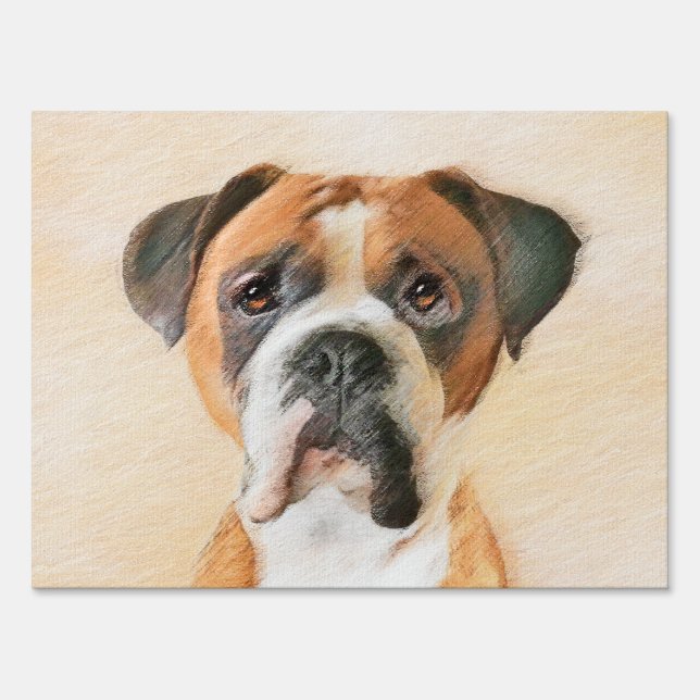 Boxer Dog Painting Uncropped Original Animal Art Sign (Front)