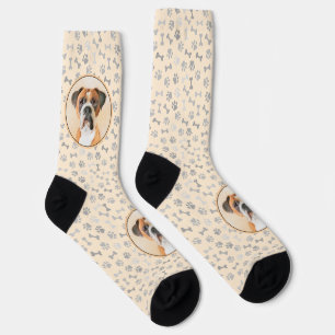 Boxer Dog Painting Uncropped Original Animal Art Socks