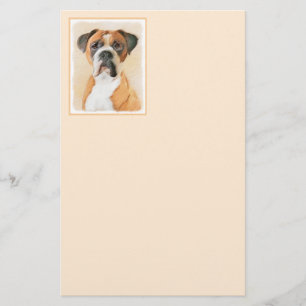 Boxer Dog Painting Uncropped Original Animal Art Stationery