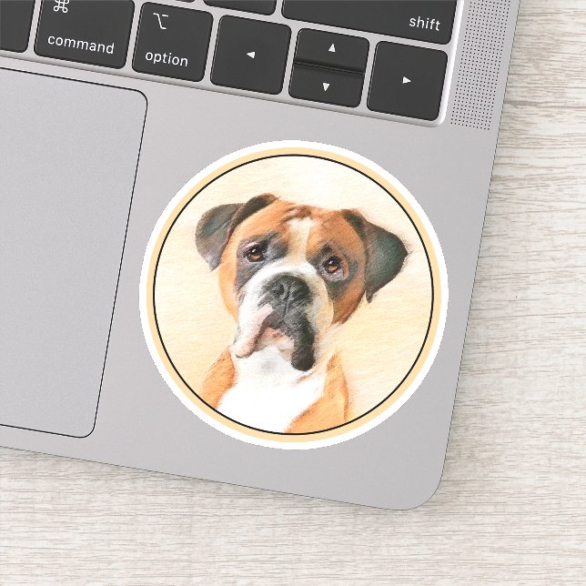 Boxer Dog Painting Uncropped Original Animal Art Sticker (Detail)