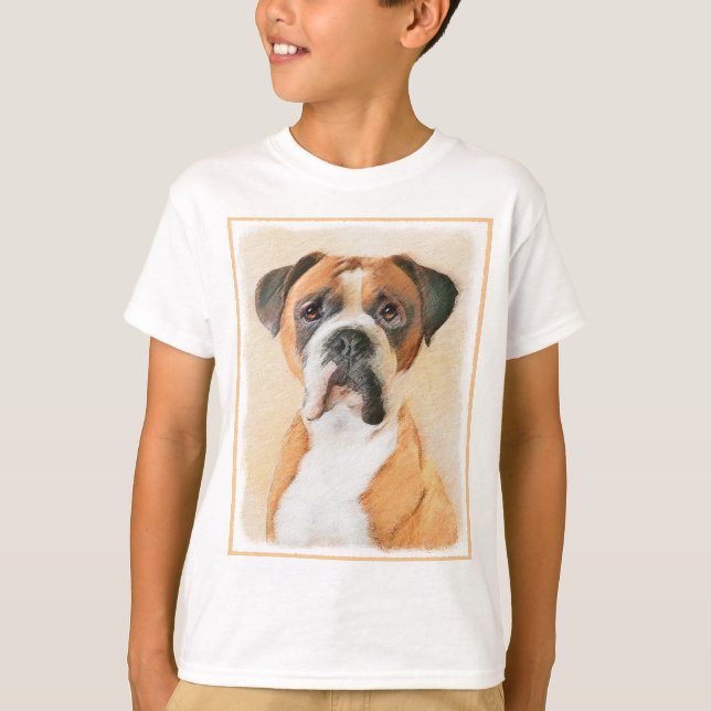 Boxer Dog Painting Uncropped Original Animal Art T-Shirt (Front)