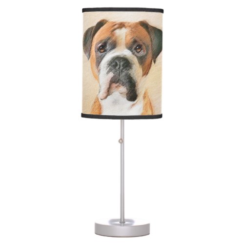 Boxer Dog Painting Uncropped Original Animal Art Table Lamp
