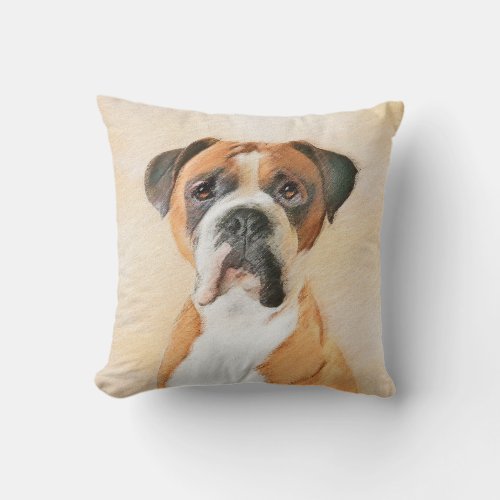 Boxer Dog Painting Uncropped Original Animal Art Throw Pillow