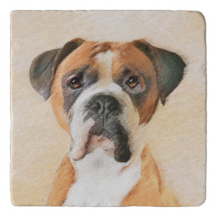 Boxer Dog Painting Uncropped Original Animal Art Trivet