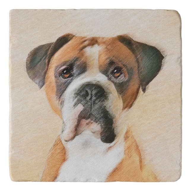 Boxer Dog Painting Uncropped Original Animal Art Trivet (Front)