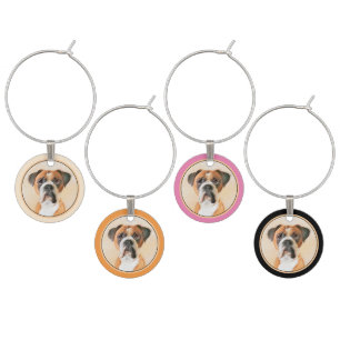 Boxer Dog Painting Uncropped Original Animal Art Wine Charm