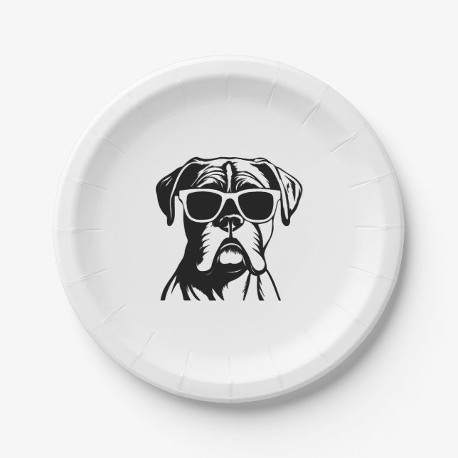 Boxer Dog Paper Plates (Front)