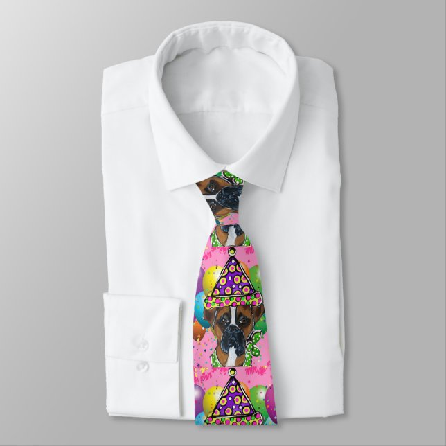 Boxer Dog Party Dog Tie (Tied)